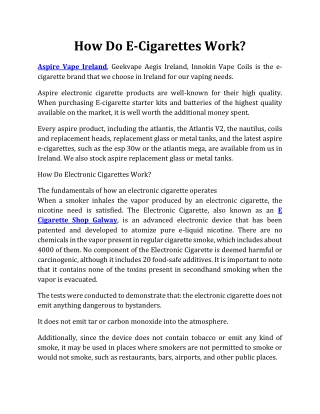 How Do E-Cigarettes Work?