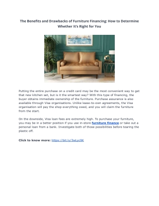 The Benefits and Drawbacks of Furniture Financing: How to Determine Whether It’s