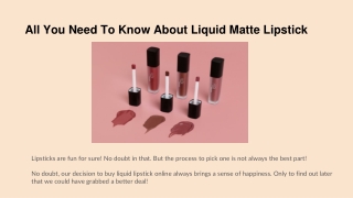 All You Need To Know About Liquid Matte Lipstick