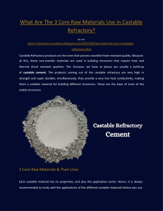 Raw Materials Use in Castable Refractory