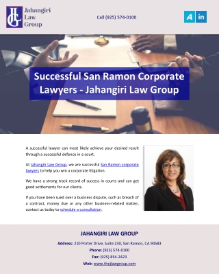 Successful San Ramon Corporate Lawyers - Jahangiri Law Group