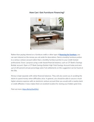 How Can I Get Furniture Financing?