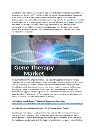 Gene Therapy Market to grow in future by size, developments, trends by 2026