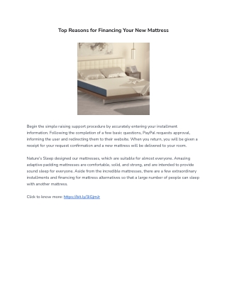 Top Reasons for Financing Your New Mattress