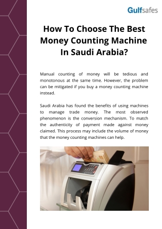 How To Choose The Best Money Counting Machine  In Saudi Arabia