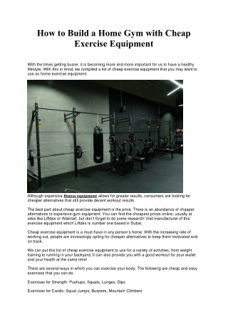 How to Build a Home Gym with Cheap Exercise