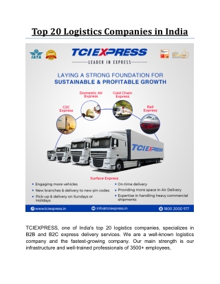 Top 20 Logistics Companies in India