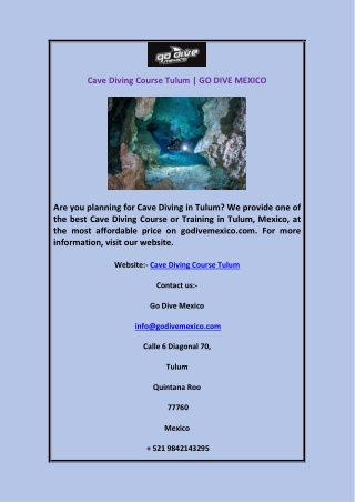 Cave Diving Course Tulum