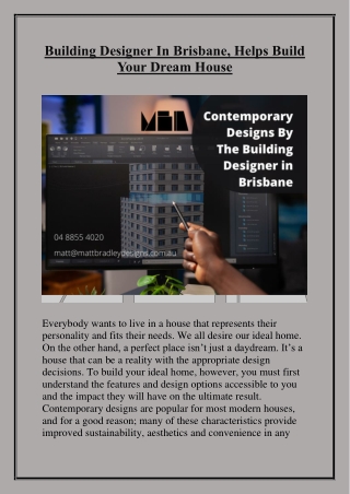 Building Designer In Brisbane, Helps Build Your Dream House