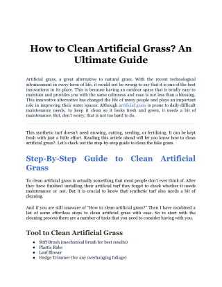 How to Clean Artificial Grass_ An Ultimate Guide