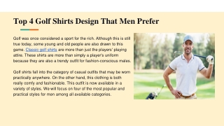Top 4 Golf Shirts Design That Men Prefer