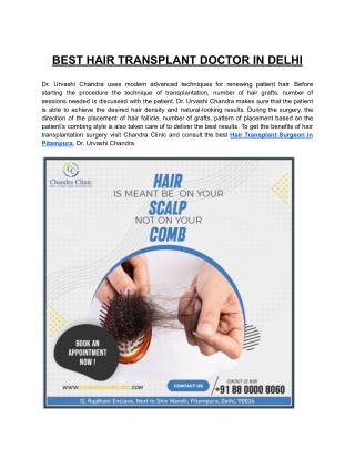 BEST HAIR TRANSPLANT DOCTOR IN DELHI