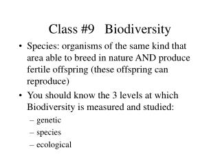 Class #9 Biodiversity