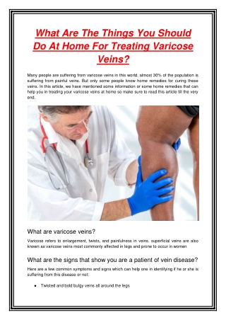 What Are The Things You Should Do At Home For Treating Varicose Veins