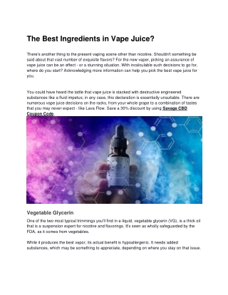 The Best Ingredients in Vape Juice