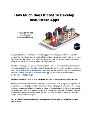 How Much Does It Cost To Develop an Real-Estate Apps