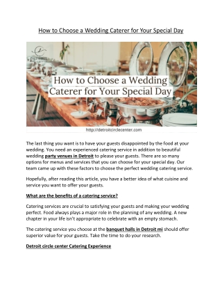 How to Choose a Wedding Caterer for Your Special Day