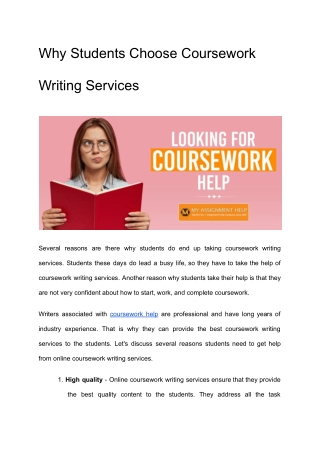 Why Students Choose Coursework Writing Services