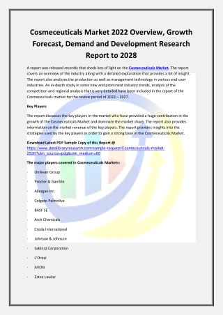 Global Cosmeceuticals Market Opportunities and Forecast 2020-2027