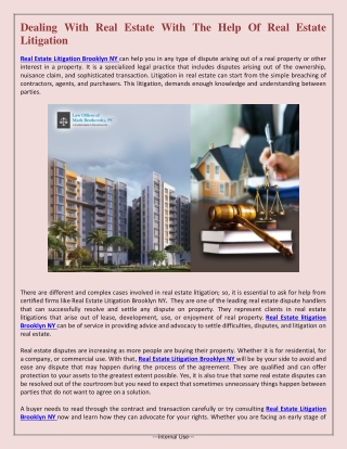Dealing With Real Estate With The Help Of Real Estate Litigation