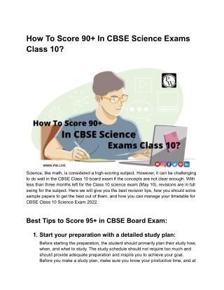 How To Score 90  In CBSE Science Exams Class 10_