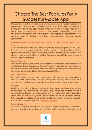 Choose The Best Features For A Successful Mobile App