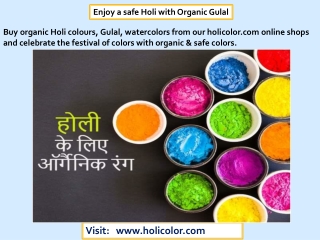 Buy organic Holi colours, Gulal, watercolors from our holicolor.com  online shop