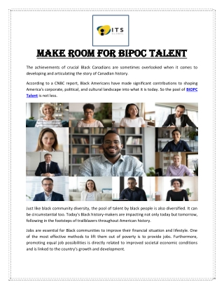 Make Room For BIPOC Talent