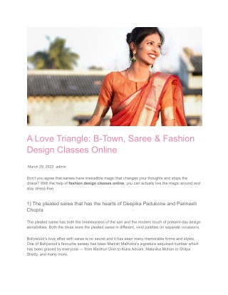 A Love Triangle_ B-Town, Saree & Fashion Design Classes Online
