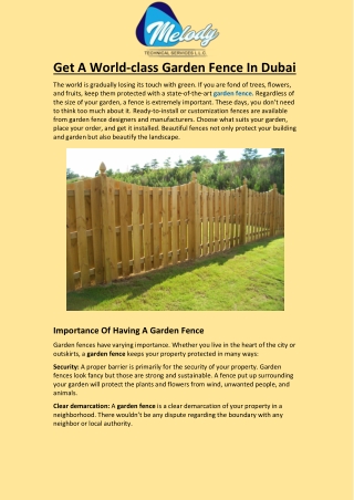 Get A World-class Garden Fence In Dubai