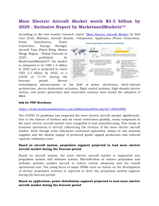 More Electric Aircraft Market worth $3.3 billion by 2025