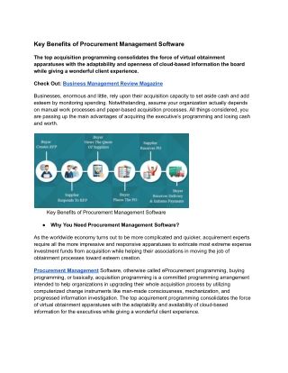 Key Benefits of Procurement Management Software