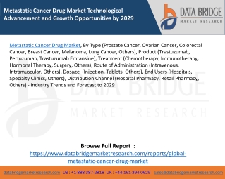 Metastatic Cancer Drug Market Technological Advancement and Growth Opportunities by 2029