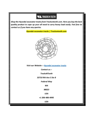 Hyundai excavator tracks  Tracksnteeth.com