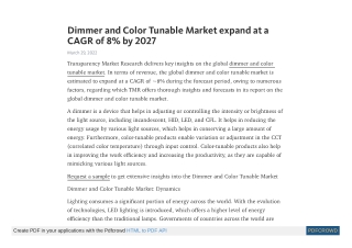 Dimmer and Color Tunable Market expand at a CAGR of 8% by 2027