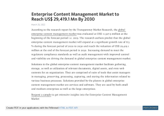 Enterprise Content Management Market to Reach US$ 29,419.1 Mn By 2030
