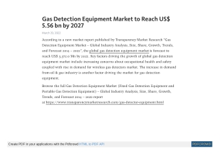 Gas Detection Equipment Market to Reach US$ 5.56 bn by 2027