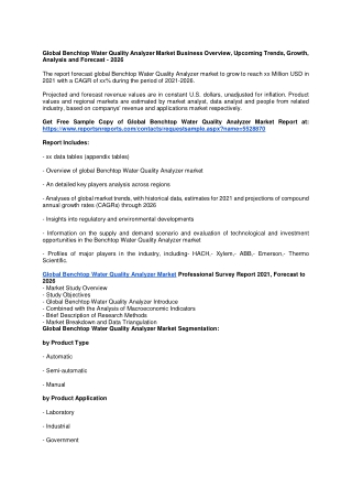 Global Benchtop Water Quality Analyzer Market