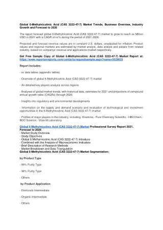 Global 6-Methylnicotinic Acid (CAS 3222-47-7) Market
