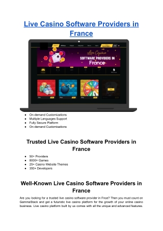 Live Casino Software Providers in France