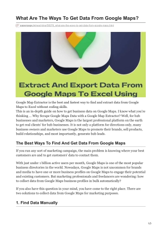 1What Are The Ways To Get Data From Google Maps