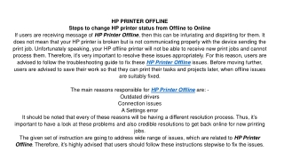 HP PRINTER OFFLINE