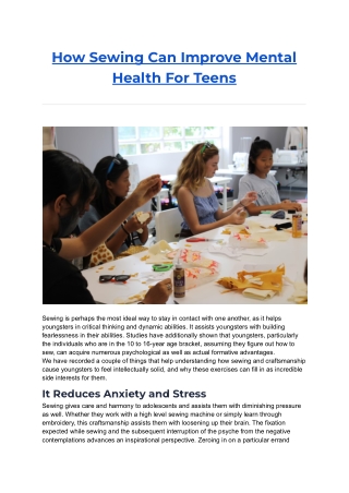 How Sewing Can Improve Mental Health For Teens