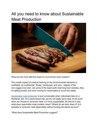 All you need to know about Sustainable Meat Production