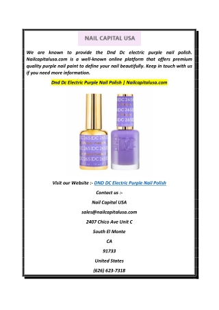 Dnd Dc Electric Purple Nail Polish  Nailcapitalusa.com