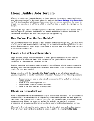 Renovate your Older Home into New - Hire Home Builder Jobs Toronto