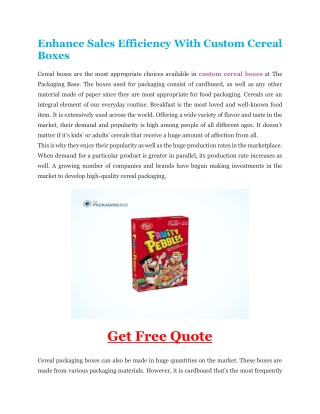 Enhance Sales Efficiency With Custom Cereal Boxes