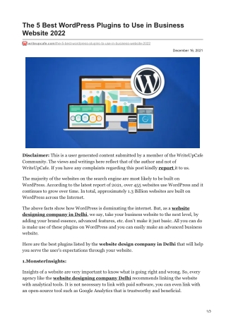 The 5 Best WordPress Plugins to Use in Business Website 2022