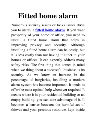 fitted home alarm