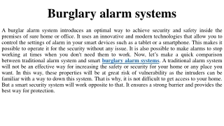 Burglary alarm systems
